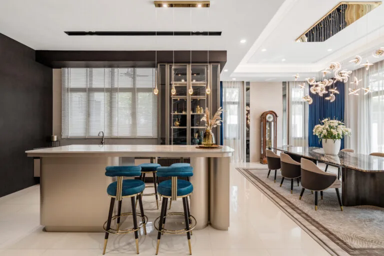 luxury interior design of bar area in bungalow glenmarie garden, kl, malaysia
