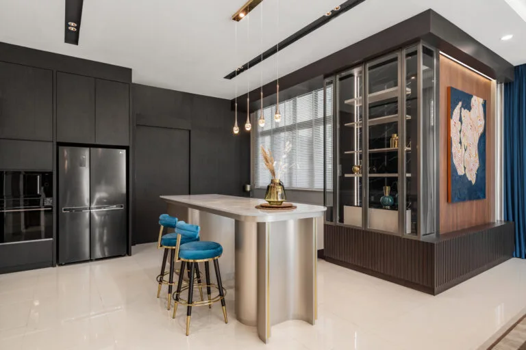 luxury interior design of bar area in bungalow glenmarie garden, kl, malaysia