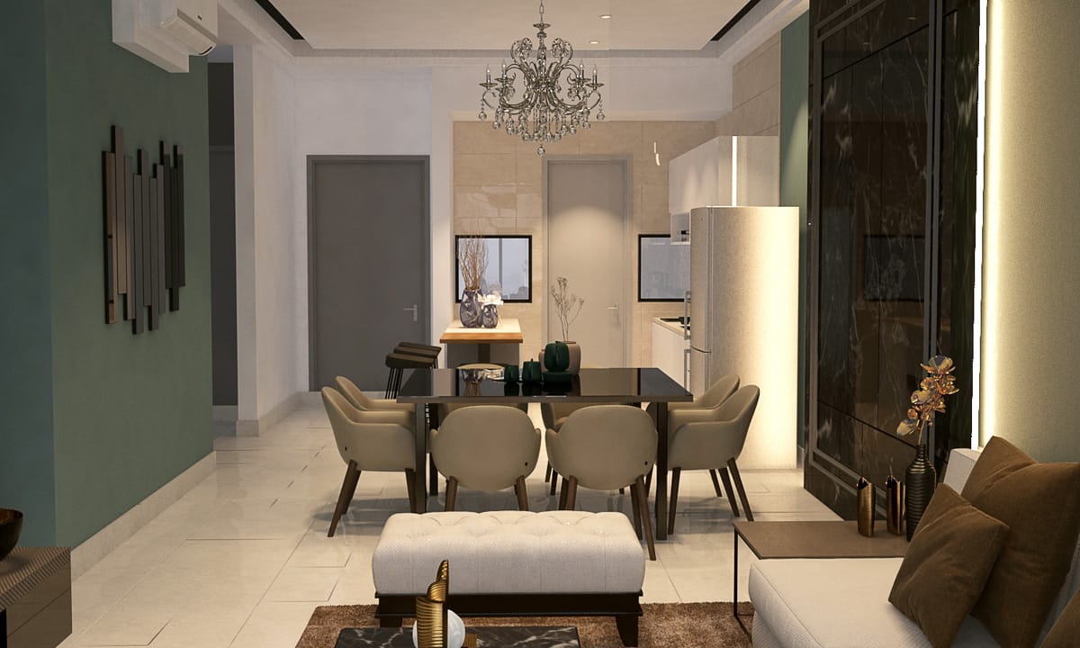 Dining area of a home at PJ Midtown, Petaling Jaya, designed by Blaine Robert Design