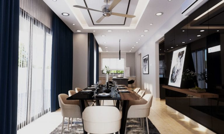 Dining area in a completed Shah Alam residence at Taman Impian Sutera by Blaine Robert Design