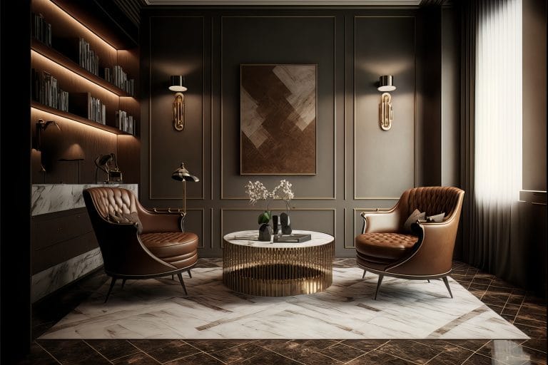 interior design of luxury cigar lounge in the villa located in half moon bay