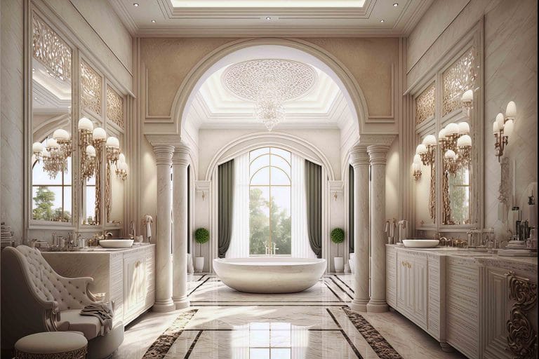 luxury interior design of bathroom in a villa in half moon bay