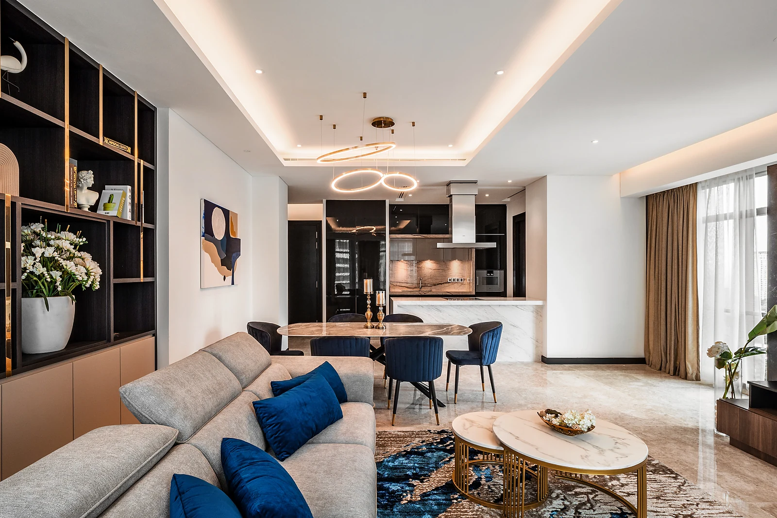 Condominium interior design in Kuala Lumpur — living hall of a high-rise residence at Ritz-Carlton Residences