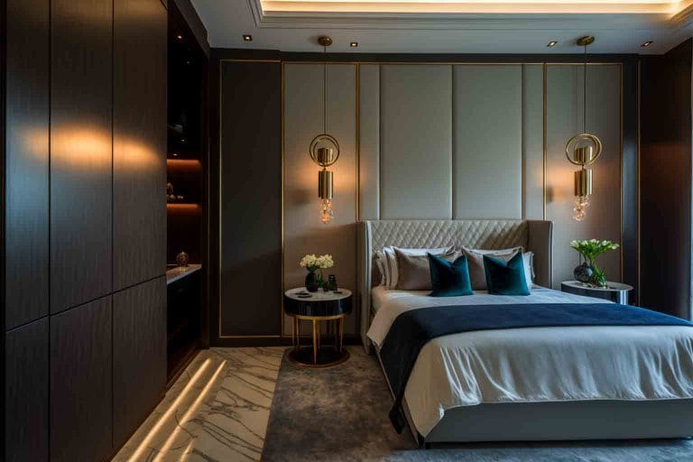 guest room luxury interior design marina bay luxury residence, by Blaine Robert Design
