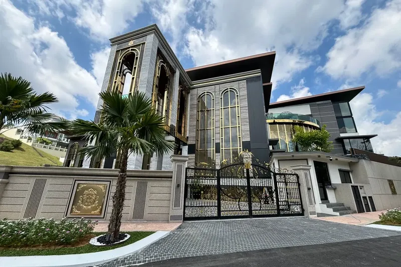 Exterior of The Peak Mansion, a completed hillside home in Taman TAR, Ampang, by Blaine Robert Design